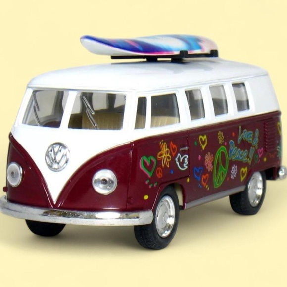 KiNSMART Other - KiNSMART 1962 Volkswagen Classic Bus Die-Cast Model (Surfboard • Flower Power)